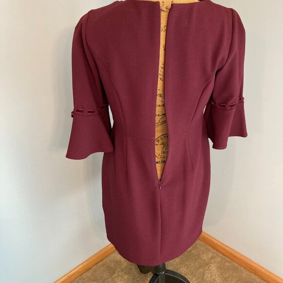 Jessica Howard Shift Dress Maroon 8P Bell Sleeve - Picture 4 of 9